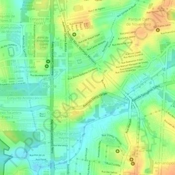 Mapa topográfico Praça do Eldorado, altitud, relieve