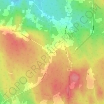 Mapa topográfico Geary, altitud, relieve