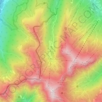 Mapa topográfico Val di Luce, altitud, relieve