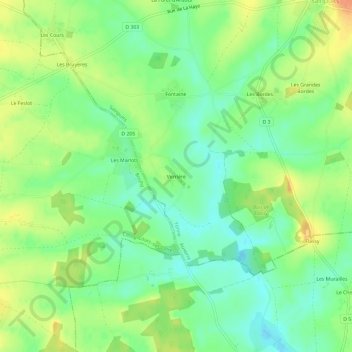 Mapa topográfico Verrière, altitud, relieve