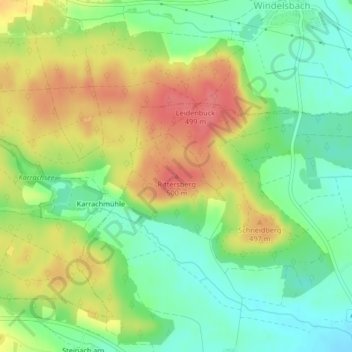 Mapa topográfico Geslau, altitud, relieve