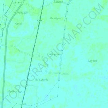 Mapa topográfico Hathipaon, altitud, relieve