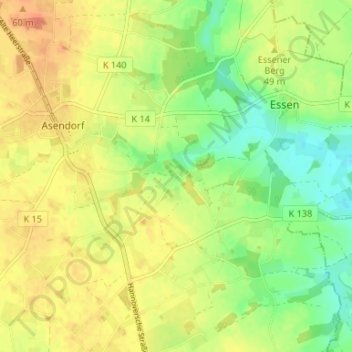 Mapa topográfico Steimke, altitud, relieve