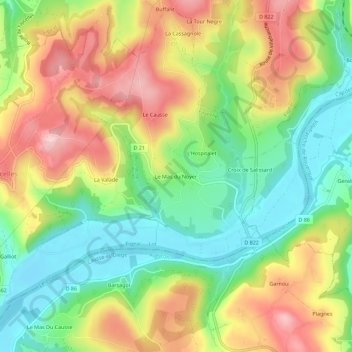 Mapa topográfico Le Mas du Noyer, altitud, relieve