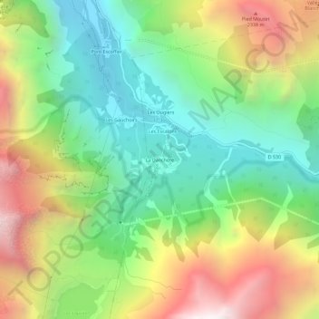 Mapa topográfico La Danchère, altitud, relieve