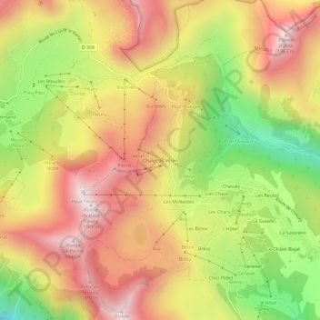 Mapa topográfico Chalet de Véran, altitud, relieve