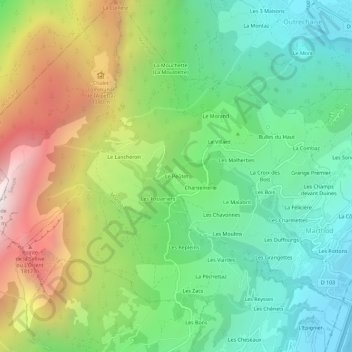 Mapa topográfico Le Peûtet, altitud, relieve