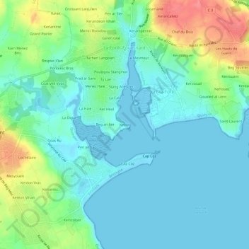 Mapa topográfico Kerist, altitud, relieve