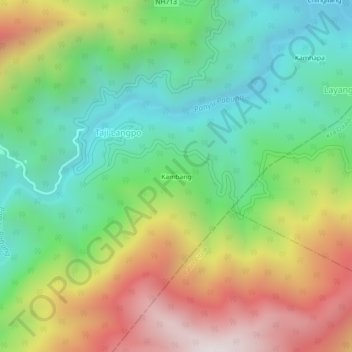 Mapa topográfico Kambang, altitud, relieve