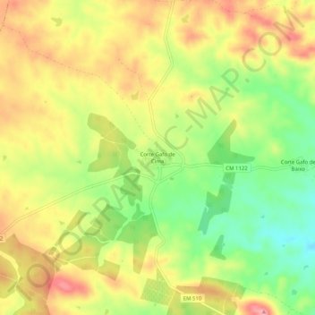 Mapa topográfico Corte Gafo de Cima, altitud, relieve