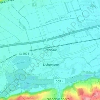 Mapa topográfico Rothhaus, altitud, relieve