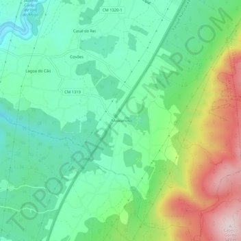 Mapa topográfico Moleanos, altitud, relieve