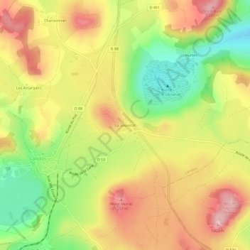 Mapa topográfico La Sauvetat, altitud, relieve
