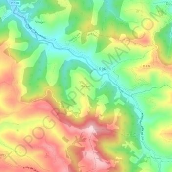 Mapa topográfico Ennous, altitud, relieve