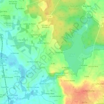 Mapa topográfico Le Breil, altitud, relieve
