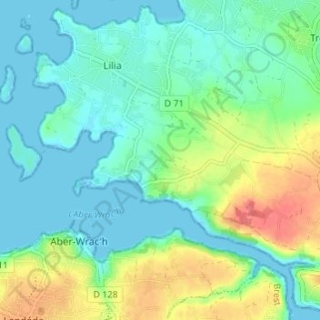 Mapa topográfico Kernevez Perroz, altitud, relieve