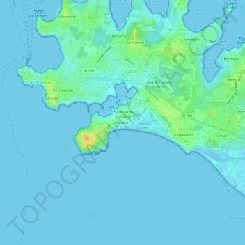 Mapa topográfico Méaban, altitud, relieve