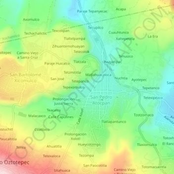 Mapa topográfico Tula, altitud, relieve