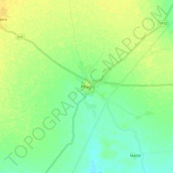 Mapa topográfico Phagi, altitud, relieve