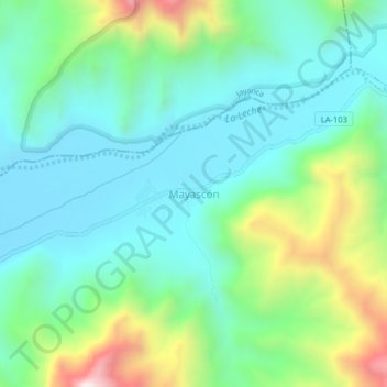 Mapa topográfico Mayascón, altitud, relieve