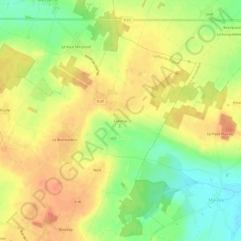 Mapa topográfico Claunay, altitud, relieve