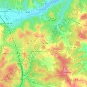 Mapa topográfico Serra do Meio, altitud, relieve