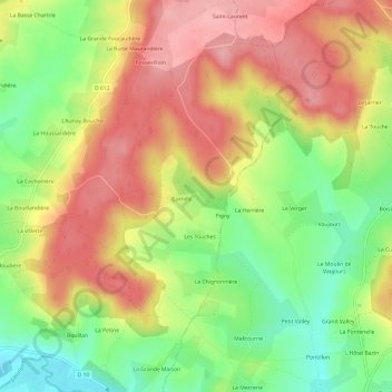 Mapa topográfico Le Ruisseau, altitud, relieve