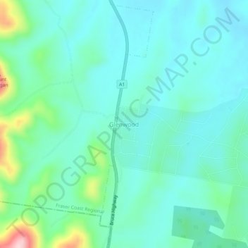 Mapa topográfico Glenwood, altitud, relieve