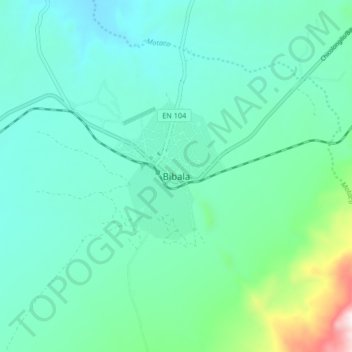 Mapa topográfico Bibala, altitud, relieve
