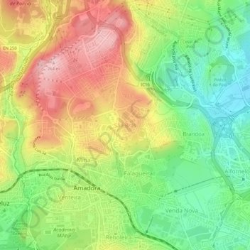 Mapa topográfico São Brás, altitud, relieve