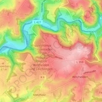 Mapa topográfico Orth, altitud, relieve