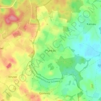 Mapa topográfico Plunkau, altitud, relieve