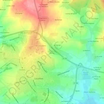 Mapa topográfico La Croix du Tiernez, altitud, relieve