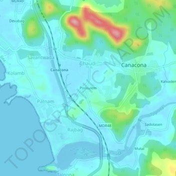 Mapa topográfico Ponsulem, altitud, relieve