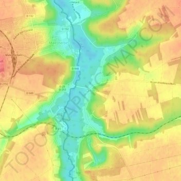 Mapa topográfico Buthiers, altitud, relieve