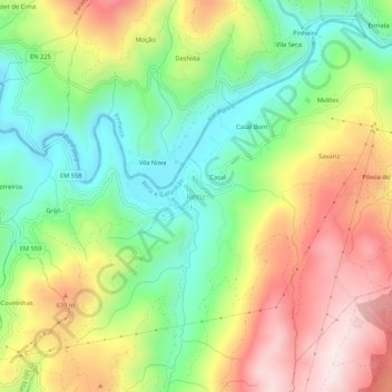 Mapa topográfico Reriz, altitud, relieve