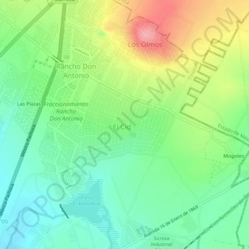 Mapa topográfico El Cid, altitud, relieve