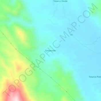 Mapa topográfico Tamarindo, altitud, relieve