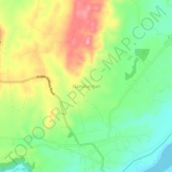 Mapa topográfico Namillangan, altitud, relieve