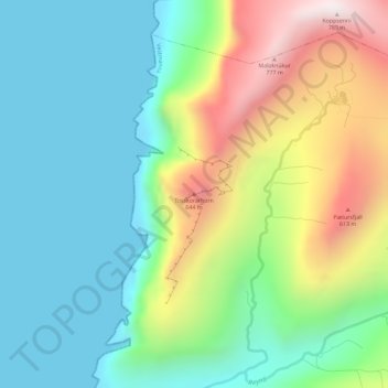 Mapa topográfico Tosskorarhorn, altitud, relieve