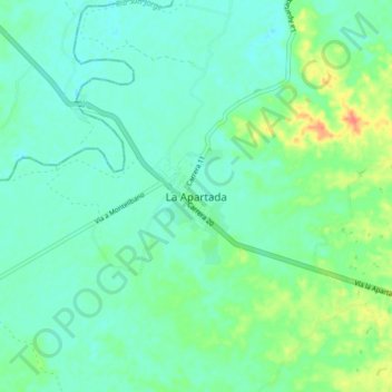 Mapa topográfico La Apartada, altitud, relieve