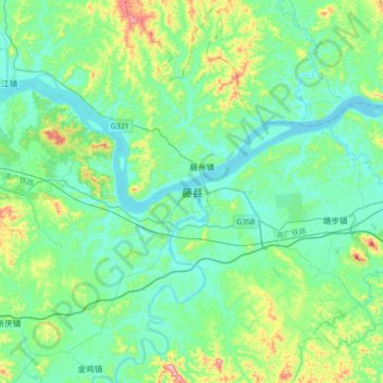 Mapa topográfico Teng, altitud, relieve