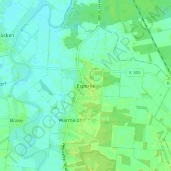 Mapa topográfico Esperke, altitud, relieve