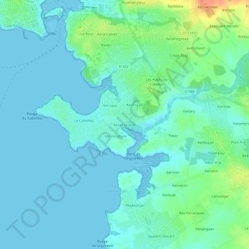 Mapa topográfico Kerambreton, altitud, relieve