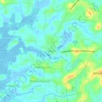 Mapa topográfico Mala, altitud, relieve