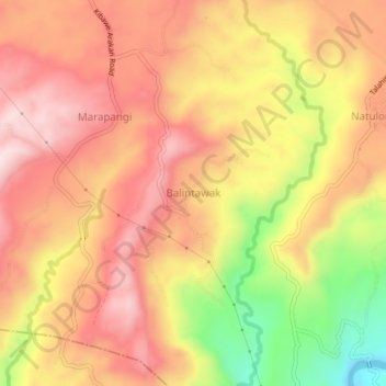Mapa topográfico Balintawak, altitud, relieve