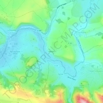 Mapa topográfico Pessens, altitud, relieve