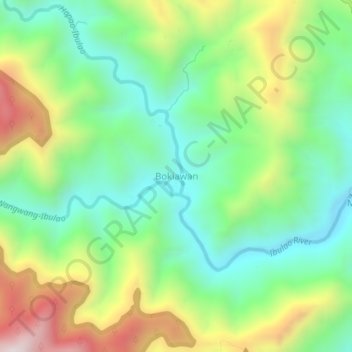 Mapa topográfico Bokiawan, altitud, relieve