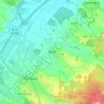 Mapa topográfico Puch, altitud, relieve