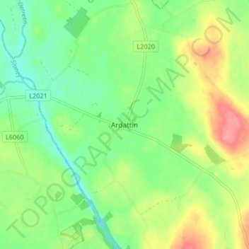 Mapa topográfico Ardattin, altitud, relieve